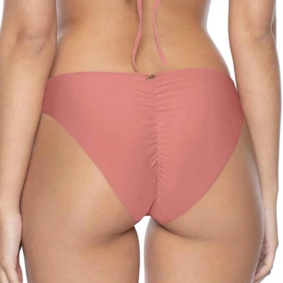 PQ SWIM Lotus Basic Ruched Bikini Bottoms Full PQ swim Ruching Small New NWT - Picture 1 of 5
